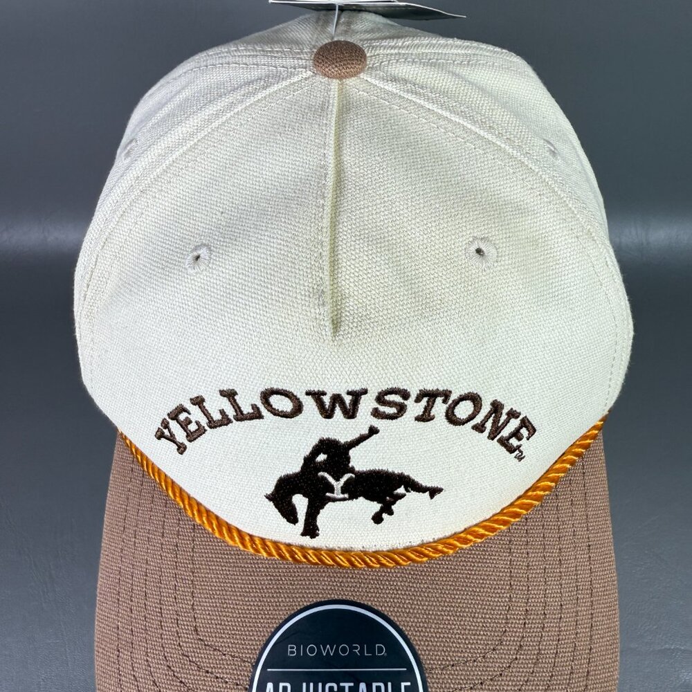 Yellowstone Ranch Hat Snapback Rope Brim Tan Brown Cowboy Paramount TV NWT *READ - Picture 3 of 12